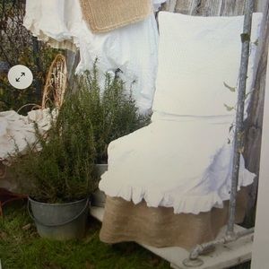Handmade burlap elastic bottom chair covers